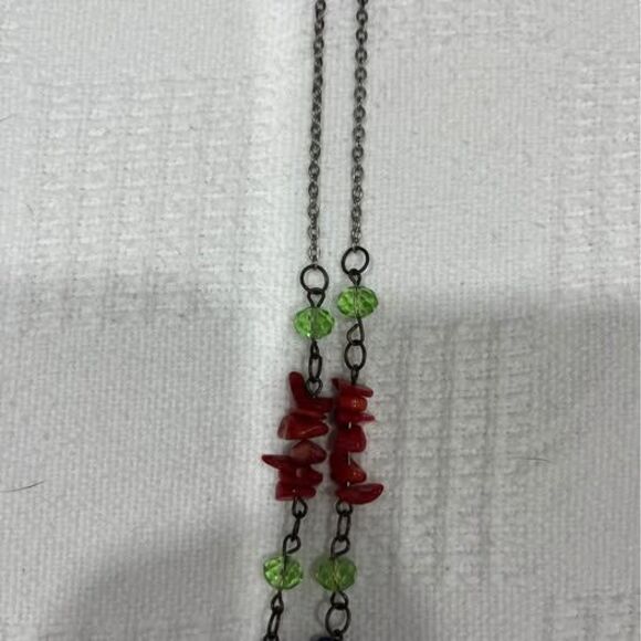 Chakra Gemstone Necklace Handmade w/ Amethyst Pendant, Turquoise, Coral, & more - Picture 4 of 5